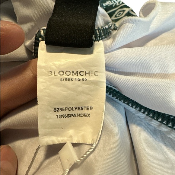 BloomChic Green and White Patterned One Piece Swimsuit - Picture 4 of 8